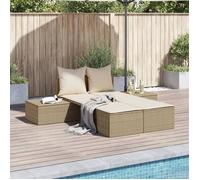 vidaXL Chaise longue double avec coussins beige résine tressée 368393