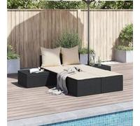 vidaXL Chaise longue double avec coussins noir résine tressée, chaise longue, chaise longue d'extérieur, lit de jour de 368389 Noir G