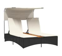 vidaXL Chaise Longue Double et auvent et Coussins Noir résine tressée