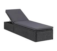 vidaXL Bain de soleil Poly rotin noir et gris foncé