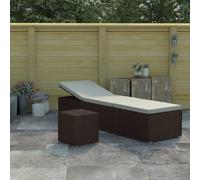 vidaXL Chaise Longue en Résine Tressée - Marron