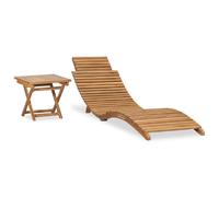 VidaXL Chaise Longue en Teck avec Table - Teck