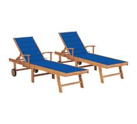 VIDAXL Chaise longue en teck double - Bleu royal