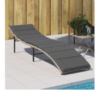 vidaXL Chaise longue Poly rotin avec coussin 55x199x50 cm Gris clair