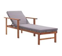 vidaXL Chaise longue et coussin Résine tressée et bois d'acacia Gris