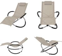 vidaXL Chaise longue Géométrique Acier Crème - Chaise longue - Chaise longue de jardin - Chaise longue de relaxation extérieure - Chaise longue pliable
