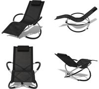 vidaXL Chaise longue Géométrique Outdoor Acier Noir et Gris - Chaise longue - Chaise longue de jardin - Chaise longue de relaxation Outdoor - Chaise longue pliable