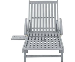 vidaXL Chaise longue Gris Bois massif Acacia