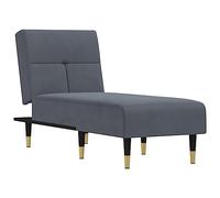 vidaXL Chaise longue gris foncé velours, canapé chaise, canapé lounge, canapé, chaise longue inclinable, chaise longue réglable, canapé rembourré