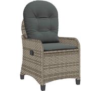 Chaise longue vidaXL avec coussin, gris, 56 x 66 x 95 cm, en polyrotin
