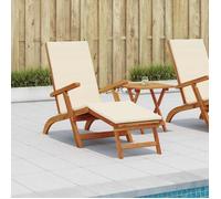 vidaXL Chaise longue réglable et pliable, lot de 2, blanc crème
