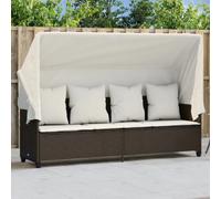 VIDAXL Chaise longue marron avec auvent