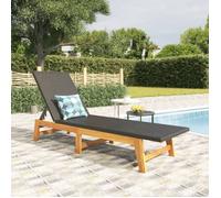 vidaXL Bain de soleil noir et marron Poly rotin & bois massif acacia