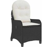 vidaXL Chaise longue avec coussin en polyrotin Noir 56 x 66 x 95 cm
