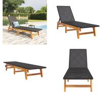 vidaXL Chaise longue noire et marron en polyrotin et bois d'acacia massif - Chaise longue - Chaises longues - Chaise longue - Chaise longue d'extérieur