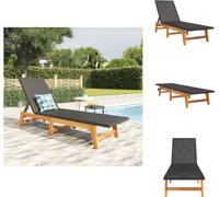 vidaXL Chaise longue noire et marron en polyrotin et bois d'acacia massif - Chaises longues