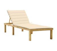 VidaXL Chaise Longue Pin - Crème