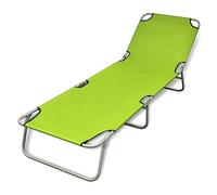 vidaXL Chaise longue pliante Acier revêtu par poudre, dossier ajustable Vert pomme