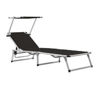 vidaxl Chaise longue pliable - Aluminium et textilène - Noir