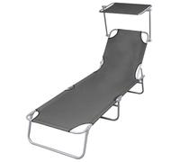 Chaise longue vidaxl H. 27 cm gris L. 189 cm en acier non empilable pliable gris G