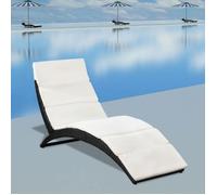 vidaXL Bain de soleil pliable avec support Poly rotin noir