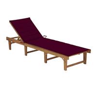 vidaXL Chaise Longue Pliable avec Coussin Transat de Patio Bain de Soleil de Jardin Chaise Longue de Terrasse Extérieur Plage Bois d'Acacia Massif G
