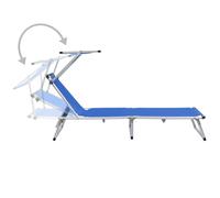 vidaXL Chaise longue pliable avec protection solaire Alu et Textilène bleu