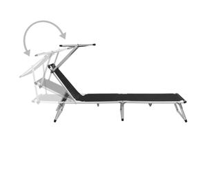 vidaXL Chaise longue pliable avec protection solaire Alu et Textilène noir