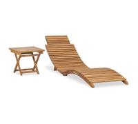 vidaXL Bain de soleil pliable avec table en teck massif