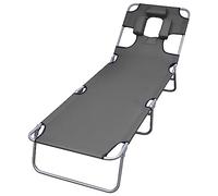 vidaXL Bain de soleil pliable Coussin d'assise Dossier réglable Gris