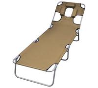 Chaise longue pliable et coussin de tête Dossier réglable Taupe