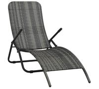 vidaXL Bain de soleil pliable Poly rotin gris