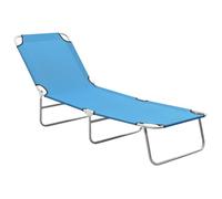 vidaXL Chaise longue pliante acier et tissu bleu turquoise