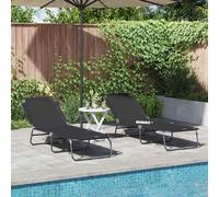 vidaXL Chaise longue pliante 2 pcs Noir 188 x 57 x 86,5 cm Polyester