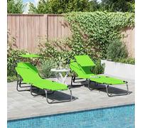 vidaXL Transat pliable, lot de 2, vert, 190 x 57 x 81 cm, Oxford