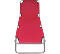 vidaXL Chaise longue pliante Acier revêtu par poudre Rouge