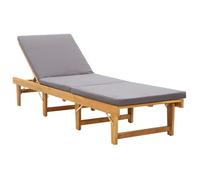 vidaXL Chaise longue pliante avec coussin Bois d'acacia solide