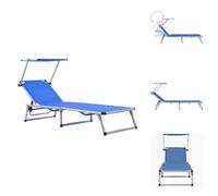 vidaXL Chaise longue pliante avec pare-soleil Aluminium et Textiline Bleu - Chaises longues