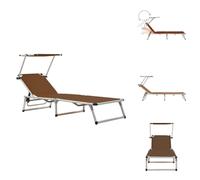 vidaXL Chaise longue pliante avec pare-soleil, en aluminium et textilène marron - Chaises longues
