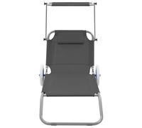 vidaXL Chaise longue pliante avec protection solaire et roues Acier gris