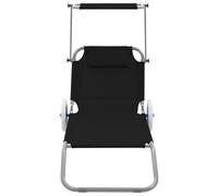 vidaXL Chaise longue pliante avec protection solaire et roues Acier noir