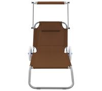 vidaXL Chaise longue pliante avec protection solaire et roues acier taupe