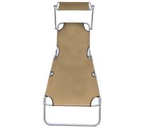 vidaXL Chaise longue pliante avec protection solaire Taupe Aluminium