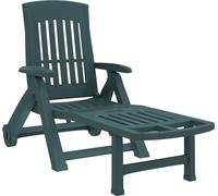 vidaXL Chaise longue pliante avec roulettes Vert PP