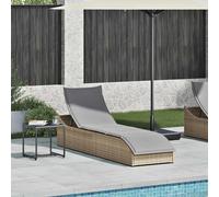 vidaXL Chaise longue pliante avec support et espace de rangement Beige Poly-Rattan