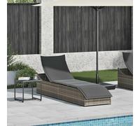 vidaXL Chaise longue pliante avec support et espace de rangement Gris Poly-Rotin