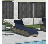vidaXL Chaise longue pliante avec support et rangement – Gris Poly-Rotin