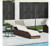 vidaXL Chaise longue pliante avec support et espace de rangement Marron Poly-Rattan