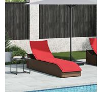 vidaXL Chaise longue pliante avec support et espace de rangement Marron Poly-Rattan