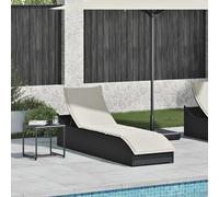 vidaXL Chaise longue pliante avec support et espace de rangement Noir Poly-Rattan